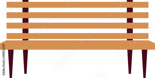 Park bench color icon. Garden wooden seat