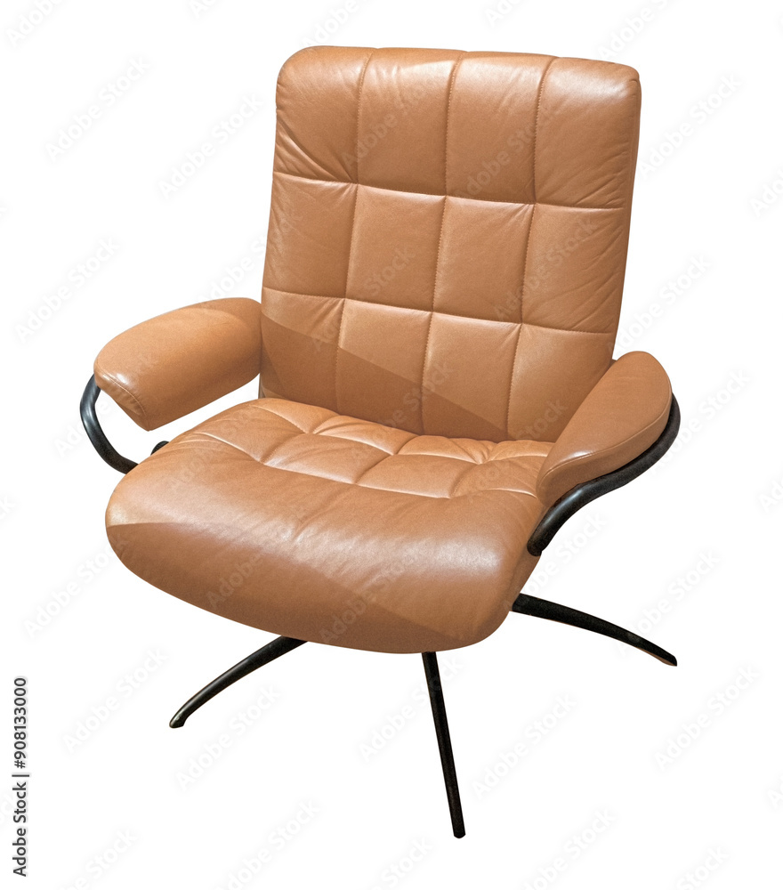 Naklejka premium Brown leather modern and luxury armchair