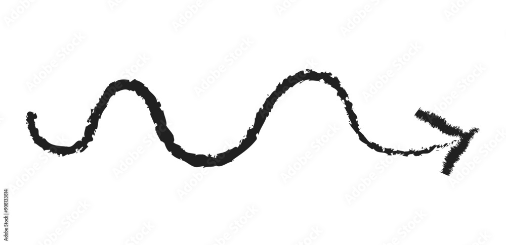Hand drawn simple arrow drawn with wax crayon, chalk or charcoal. Uneven dry texture for underlining highlighting. Pencil drawn lines, strikethrough, grungy vector isolated on white Hand drawn simple arrow drawn with wax crayon, chalk or charcoal. Uneven dry texture for underlining highlighting. Pencil drawn lines, strikethrough, grungy vector isolated on white