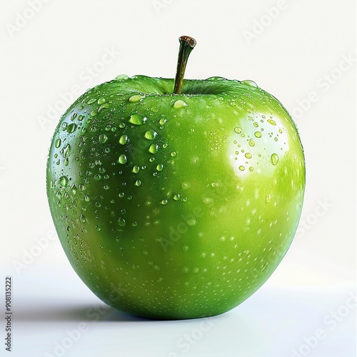 Green apple on white background. Created with Generative AI photo