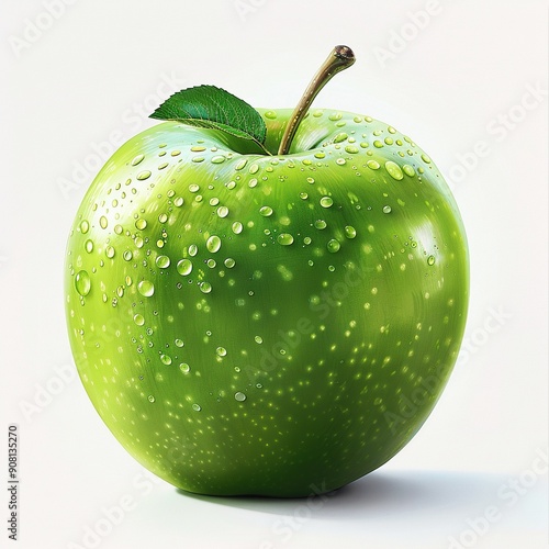 Green apple on white background. Created with Generative AI photo