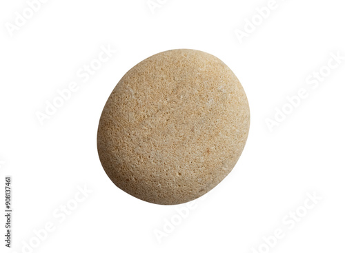 Photography Stone isolated, Beige Sea pebble with texture surface ,Top view single Yellow ro