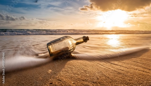 Message in a bottle on the beach