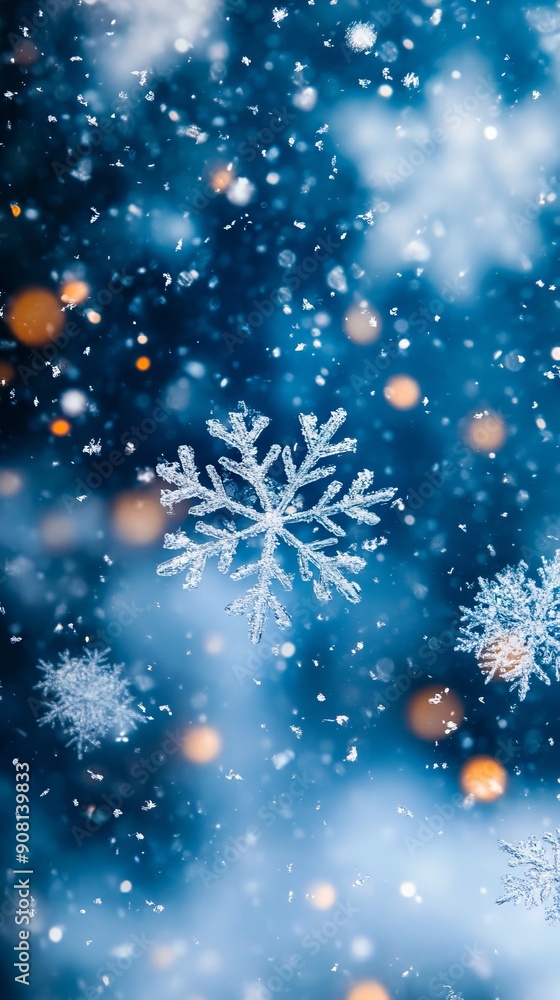 Snowflakes falling from the sky in the winter Snowflakes falling from the sky in the winter