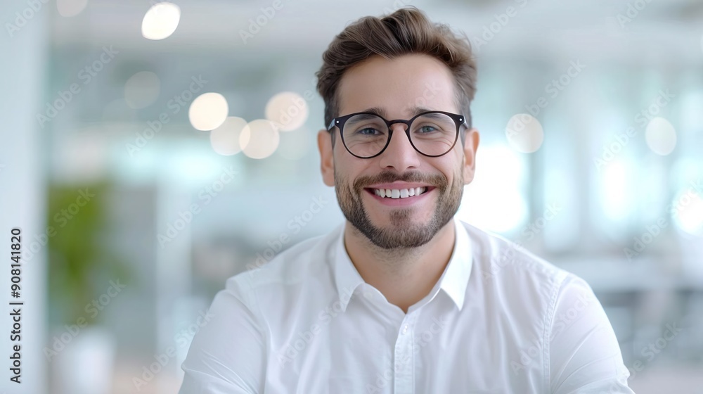 Obraz premium A professional insurance agent presenting home insurance plans in a modern office, with a focus on clear documentation and a friendly conversation, from an eye-level angle