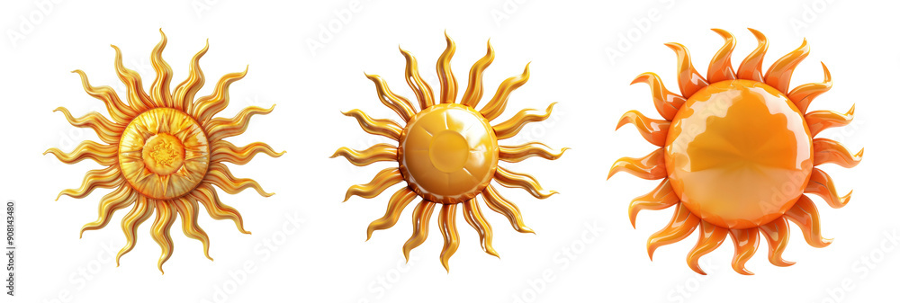 Sun Ornaments Collection Isolated on Transparent Background Sun Ornaments Collection Isolated on Transparent Background