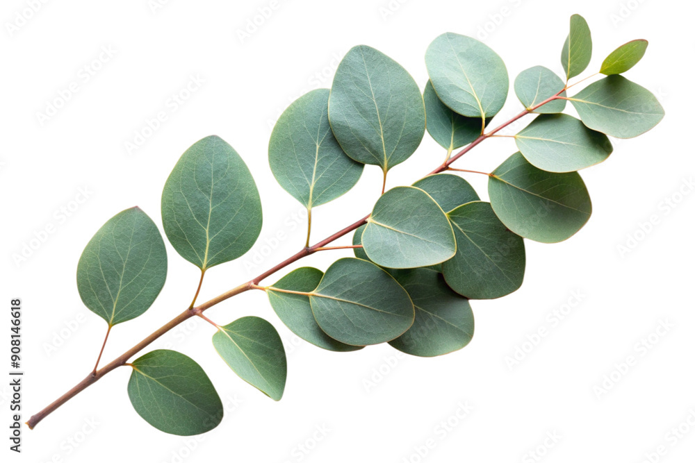 Fresh eucalyptus sprig 3d, cut out 