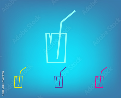 Vector color icons on blue background with gradient