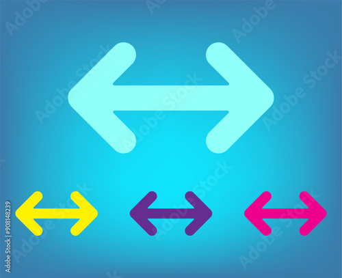 Vector color icons on blue background with gradient photo