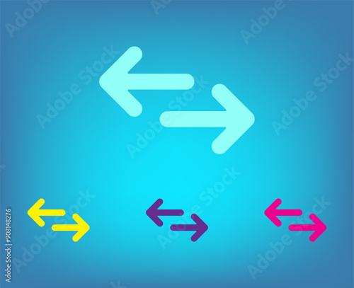 Vector color icons on blue background with gradient photo