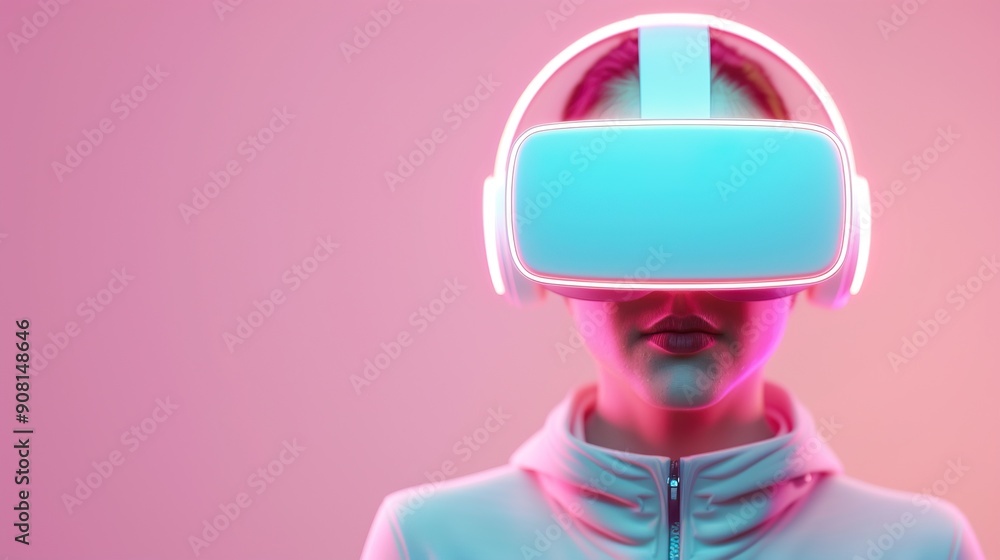 Digital 3D virtual reality music experience, 3D background music, immersive and futuristic