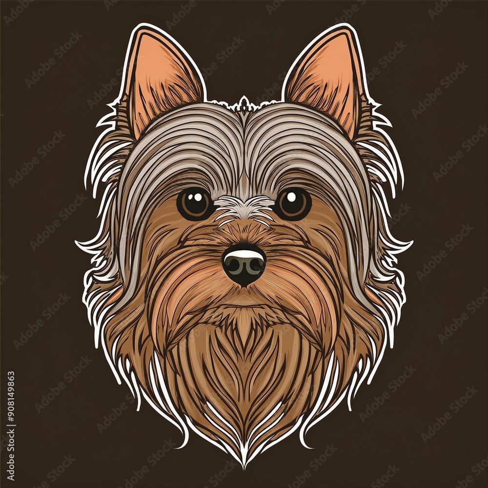 Naklejka premium Yorkshire Terrier dog isolated vector illustration.