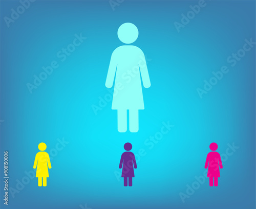 Vector color icons on blue background with gradient