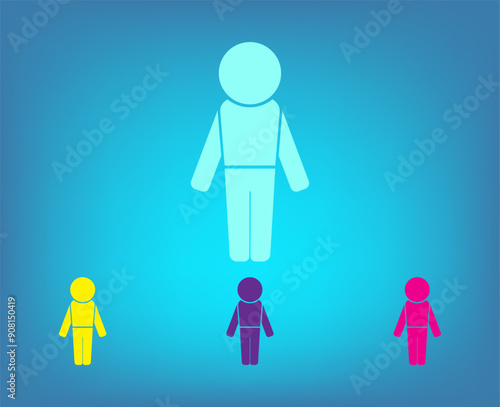 Vector color icons on blue background with gradient