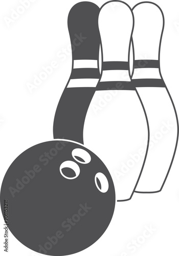 Bowling pins and ball black symbol. Sport strike