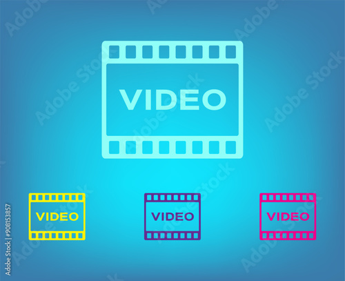 Vector color icons on blue background with gradient