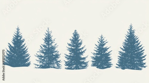 Illustrated evergreen trees against a plain background