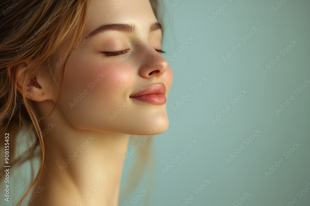 A close up of a girl's face with her eyes closed A close up of a girl's face with her eyes closed