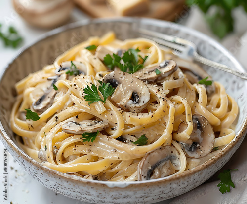 Gourmet Italian Linguine and Mushroom White Sauce Recipe: A Savory Vegetarian Comfort Food Meal