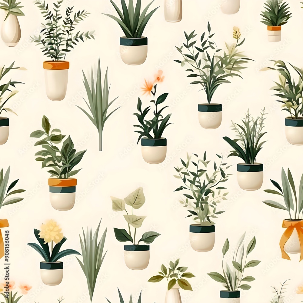 Discover a seamless pattern featuring potted house plants and dried flowers, perfect for adding a touch of nature-inspired elegance to your home decor and design projects. Discover a seamless pattern featuring potted house plants and dried flowers, perfect for adding a touch of nature-inspired elegance to your home decor and design projects.