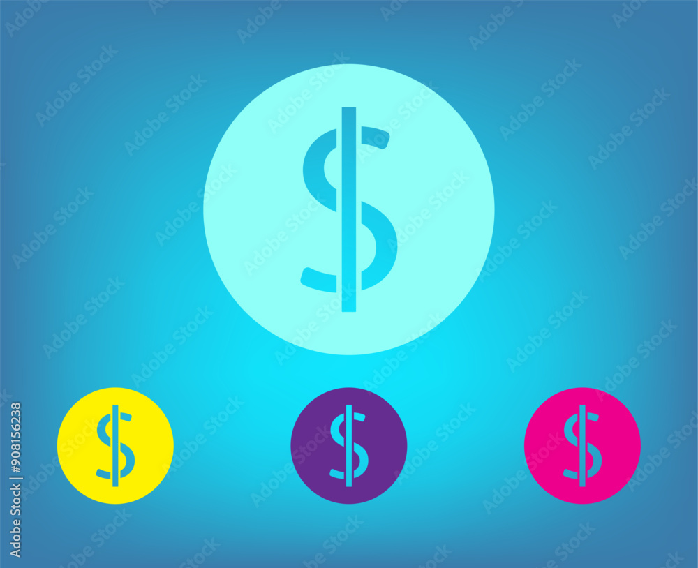 Obraz premium Vector color icons on blue background with gradient