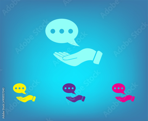 Vector color icons on blue background with gradient