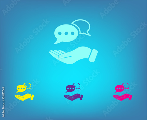 Vector color icons on blue background with gradient