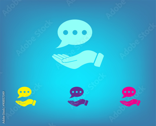 Vector color icons on blue background with gradient