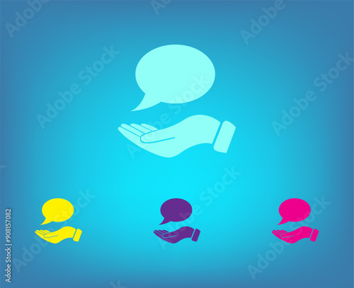 Vector color icons on blue background with gradient