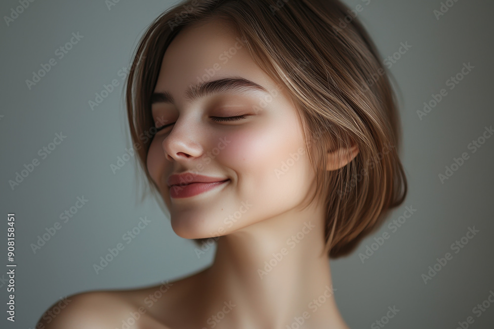 A close up of a girl's face with her eyes closed A close up of a girl's face with her eyes closed