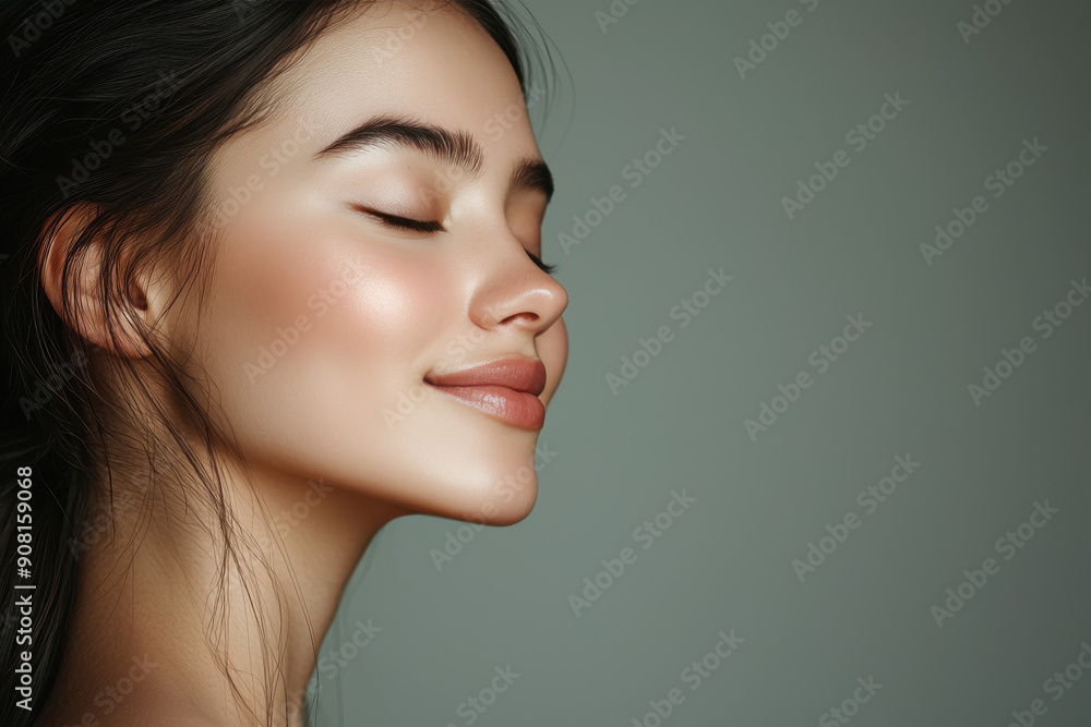 A close up of a girl's face with her eyes closed A close up of a girl's face with her eyes closed