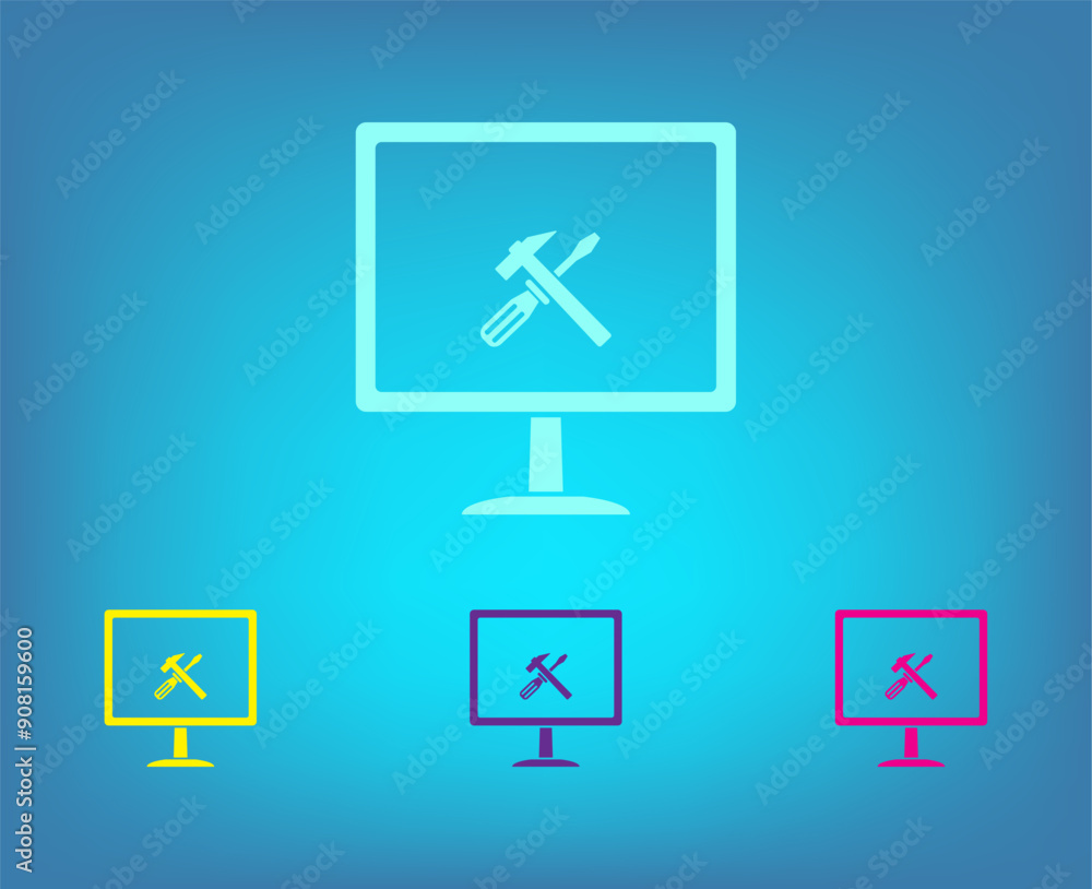 Obraz premium Vector color icons on blue background with gradient