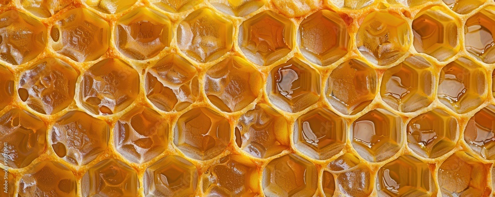 Close-up of honeycomb structure, vibrant and detailed. Close-up of honeycomb structure, vibrant and detailed.