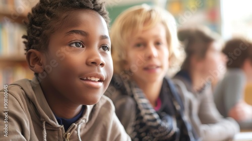 Diverse School Classroom with Engaged Students - Educational Concept.. Generative ai