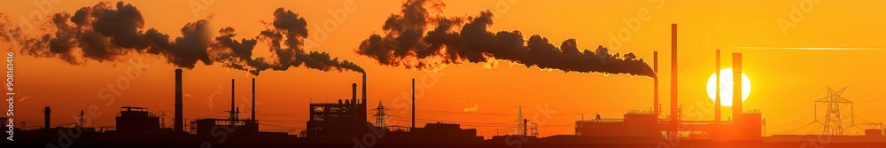 Industrial factory silhouette against a bright sunset. Industrial factory silhouette against a bright sunset.
