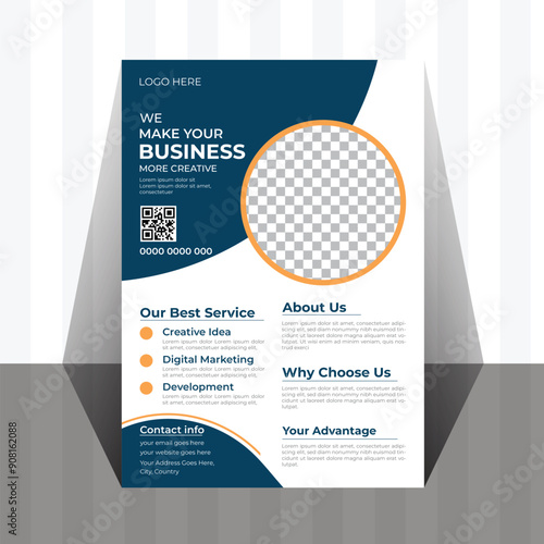 business flyer, brochure, magazine or flier mockup in bright colors Template vector design abstract Leaflet presentation layout in A4 size .