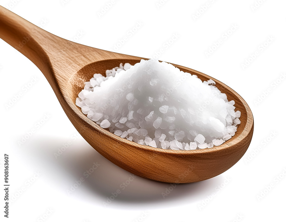 coarse salt on a Wood Spoon coarse salt on a Wood Spoon