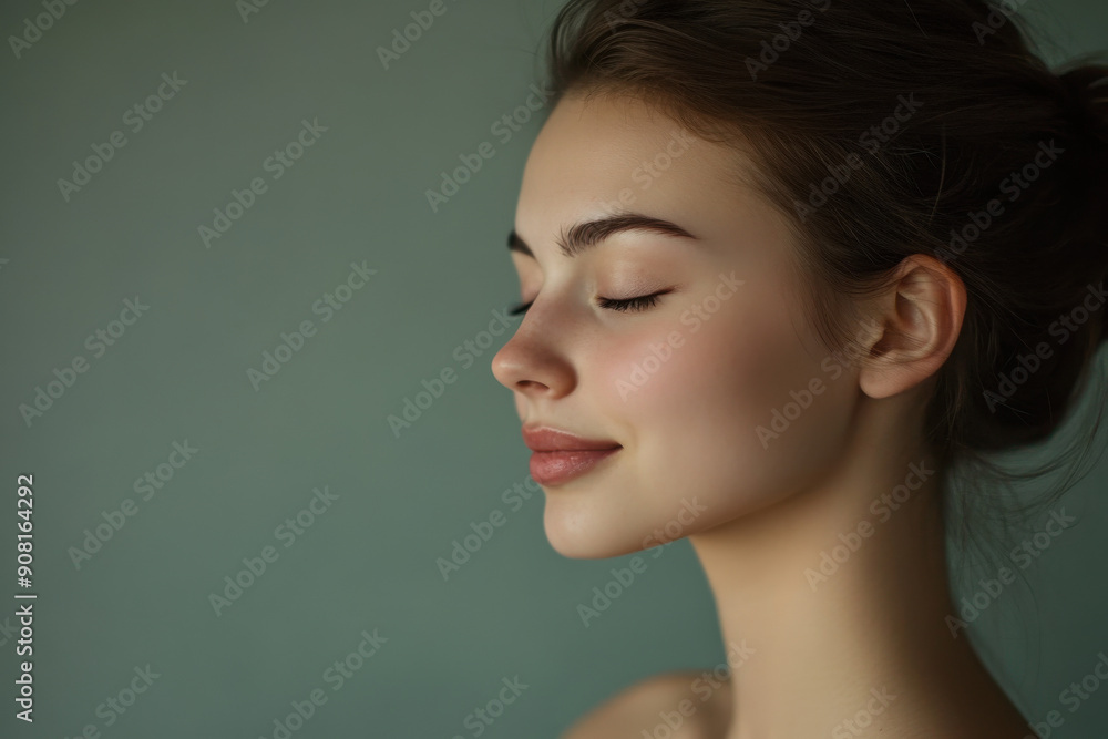 A close up of a girl's face with her eyes closed A close up of a girl's face with her eyes closed