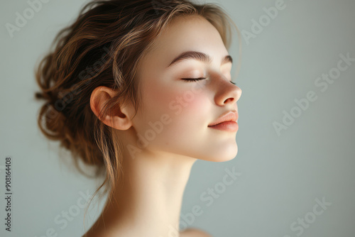 Wallpaper Mural A close up of a girl's face with her eyes closed Torontodigital.ca