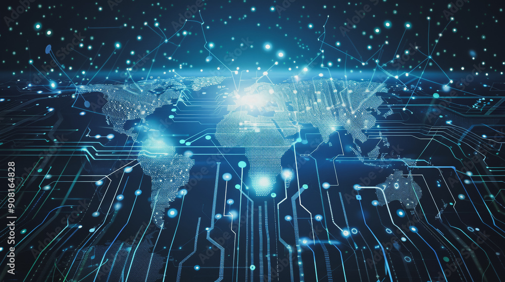 abstract business connection Innovation of line from nail node to node on world map background network points Earth's surface abstract business connection Innovation of line from nail node to node on world map background network points Earth's surface