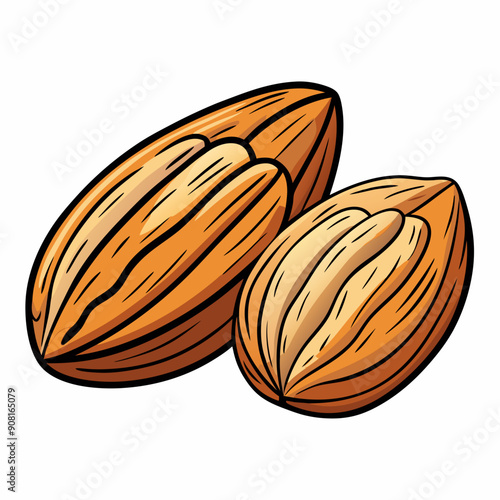 hand drawing style almonds nuts vector icon illustration