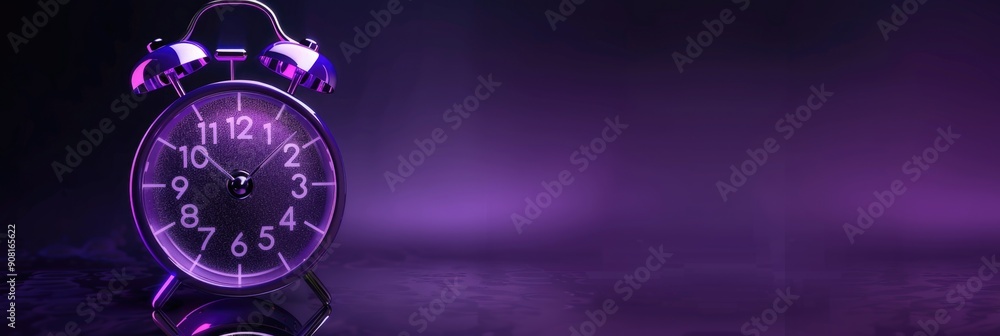 Alarm clock on a dark purple background. Alarm clock on a dark purple background.