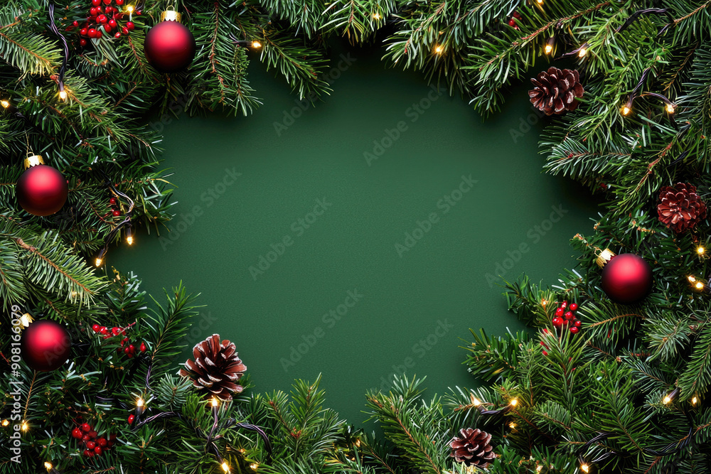 Christmas banner with pine branches and empty space for text. Christmas banner with pine branches and empty space for text.