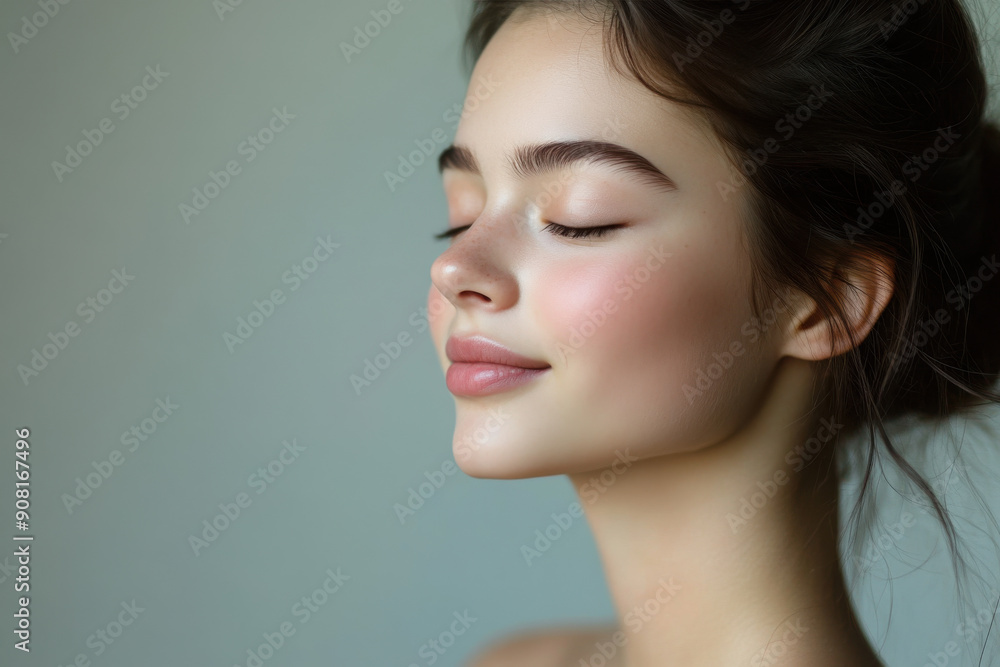 A close up of a girl's face with her eyes closed A close up of a girl's face with her eyes closed