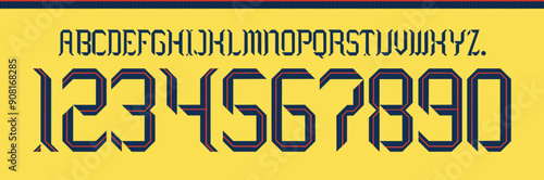font vector team 2024 - 2025 kit sport style. football style font with lines. America de mexico font. club america font. sports style letters and numbers for soccer team