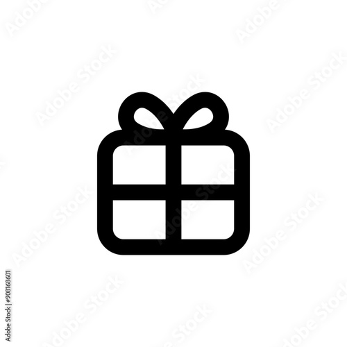 Gift icon. Vector gift box symbol. Birthday present, Christmas gift icon. Black line gift box icon.