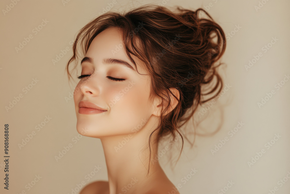 A close up of a girl's face with her eyes closed A close up of a girl's face with her eyes closed