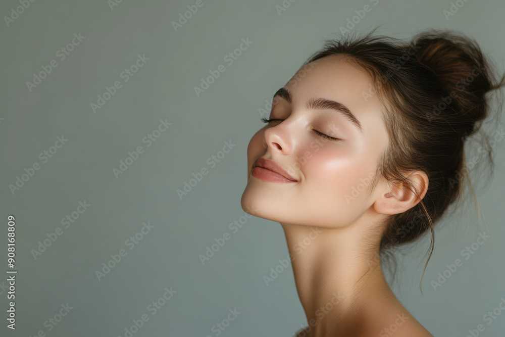 A close up of a girl's face with her eyes closed A close up of a girl's face with her eyes closed