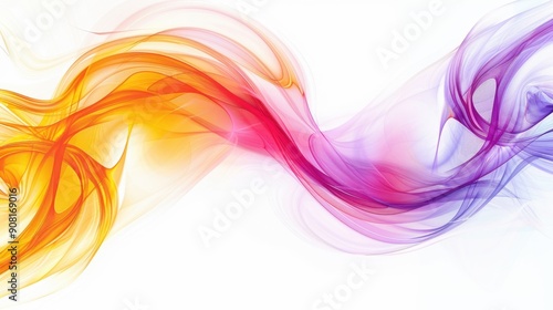 Fiery abstract art with red yellow purple swirls on white