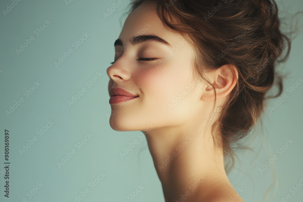 A close up of a girl's face with her eyes closed A close up of a girl's face with her eyes closed